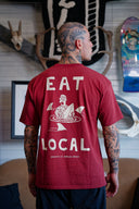 T-shirt Eat Local 2 - détail de la coupe et du tissu, vue rapprochée